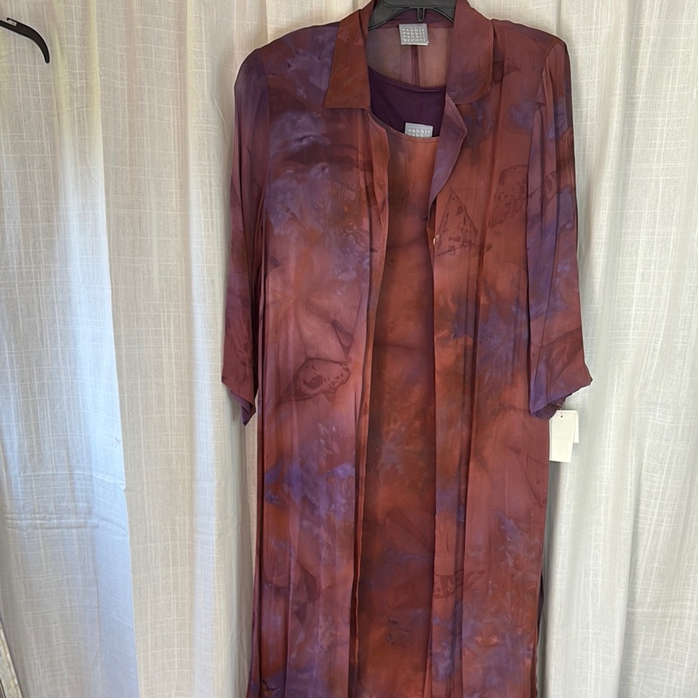 Rabbit Rabbit Rabbit Orange and Purple Sheath Dress with Duster Jacket